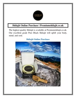 Shilajit Online Purchase  Premiumshilajit.co.uk