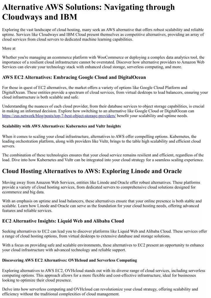 alternative aws solutions navigating through