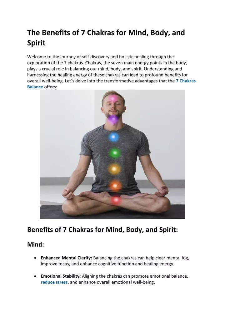 the benefits of 7 chakras for mind body