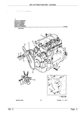 Massey Ferguson MF 275 TRACTOR (FR) Service Parts Catalogue Manual (Part Number  1637068)