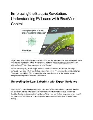 Embracing the Electric Revolution Understanding EV Loans wit