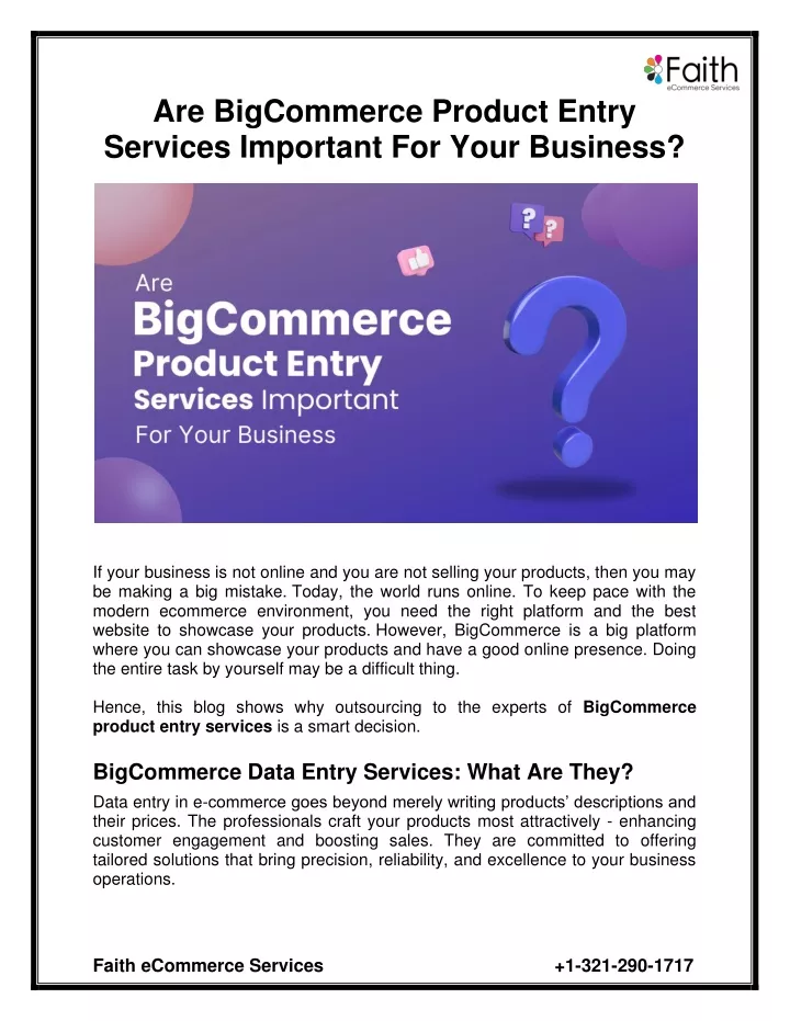 are bigcommerce product entry services important