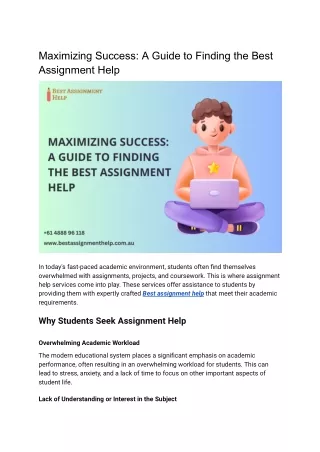 Maximizing Success: A Guide to Finding the Best Assignment Help