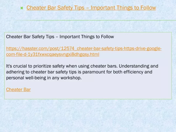 cheater bar safety tips important things to follow