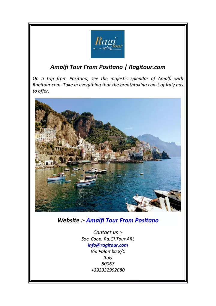 amalfi tour from positano ragitour com