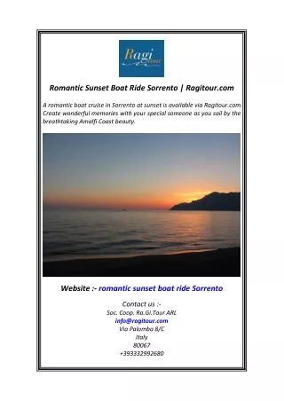 Romantic Sunset Boat Ride Sorrento  Ragitour.com