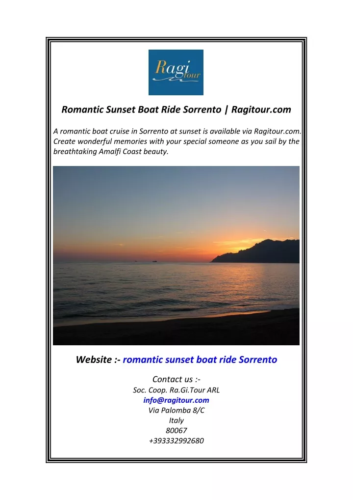 romantic sunset boat ride sorrento ragitour com