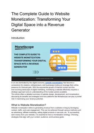 The Complete Guide to Website Monetization_ Transforming Your Digital Space into a Revenue Generator