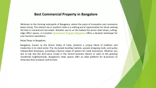 Best Commercial Property in Bangalore