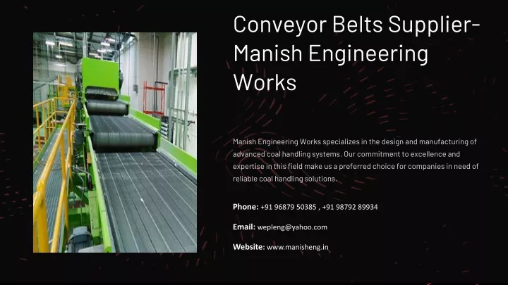 conveyor belts supplier manish engineering works