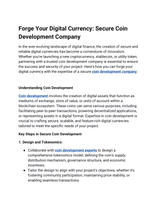 Forge Your Digital Currency_ Secure Coin Development Company