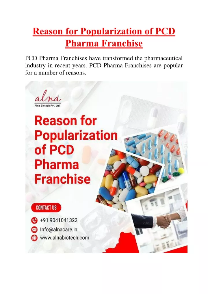 reason for popularization of pcd pharma franchise