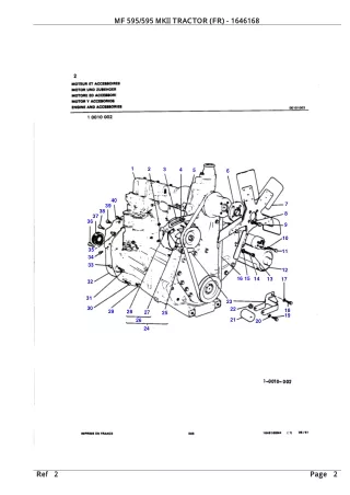 Massey Ferguson MF 595 595 MKII TRACTOR (FR) Service Parts Catalogue Manual (Part Number  1646168)