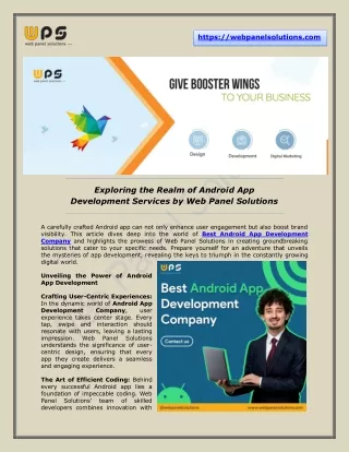 Best Android and Hybrid App Development Company - Web Panel Solutions
