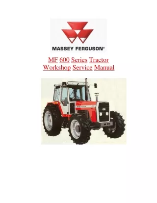 Massey Ferguson MF 675 Tractor Service Repair Manual
