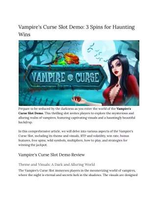 Vampire's Curse Slot Demo_ 3 Spins for Haunting Wins