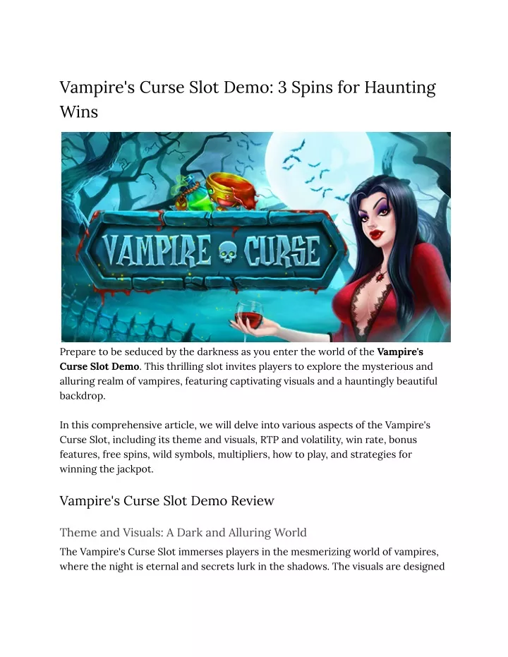 vampire s curse slot demo 3 spins for haunting