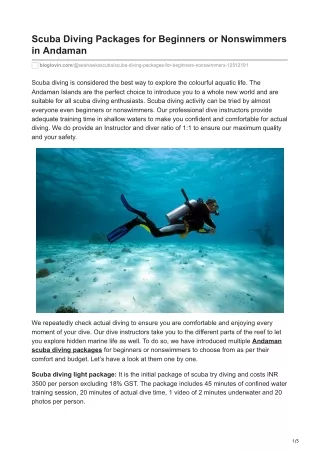 scuba diving packages for beginners