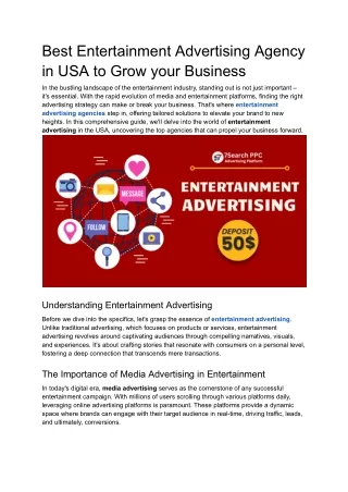 Best Entertainment Advertising Agency in USA to Grow your Business