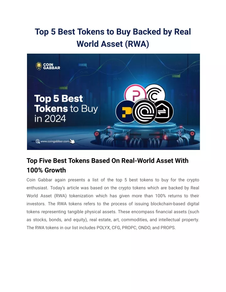 top 5 best tokens to buy backed by real world