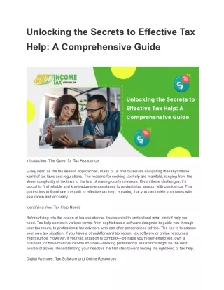 Unlocking the Secrets to Effective Tax Help: A Comprehensive Guide