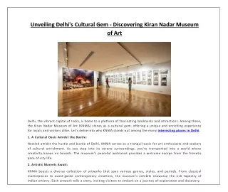 Unveiling Delhi's Cultural Gem - Discovering Kiran Nadar Museum of Art