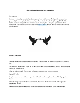 Captivating Dove Bird SVG Designs