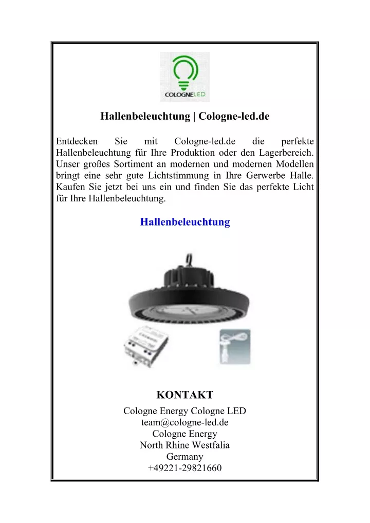 hallenbeleuchtung cologne led de