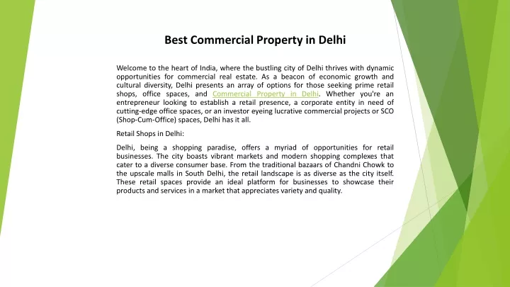 best commercial property in delhi