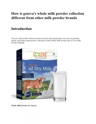 How is goseva's whole milk powder collection different from other milk powder br