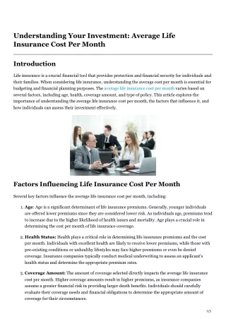 Understanding Your Investment Average Life Insurance Cost Per Month