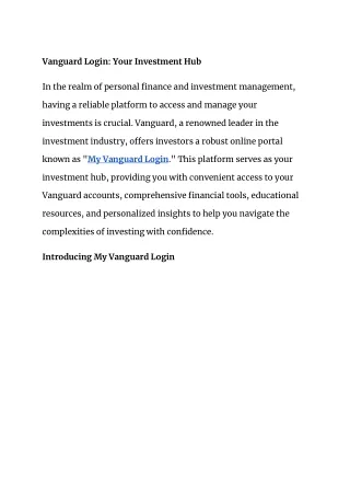 Vanguard Login_ Your Investment Hub
