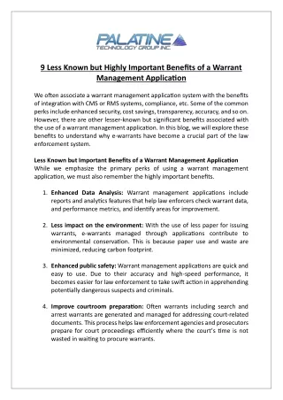 9 Less Known but Highly Important Benefits of a Warrant Management Application