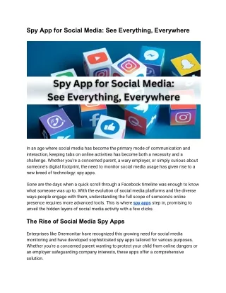 Spy App for Social Media - See Everything, Everywhere