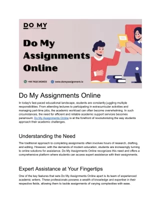 Do My Assignments Online