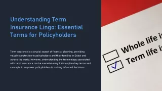Understanding Term Insurance Lingo Essential Terms for Policyholders