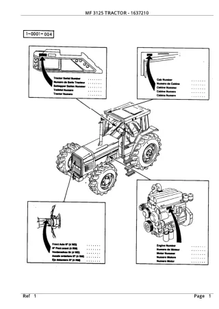 Massey Ferguson MF 3125 TRACTOR Service Parts Catalogue Manual (Part Number  1637210)