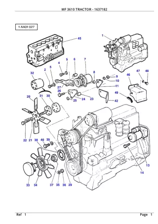 Massey Ferguson MF 3610 TRACTOR Service Parts Catalogue Manual (Part Number  1637182)