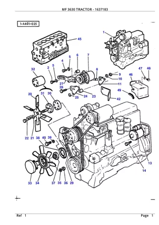 Massey Ferguson MF 3630 TRACTOR Service Parts Catalogue Manual (Part Number  1637183)