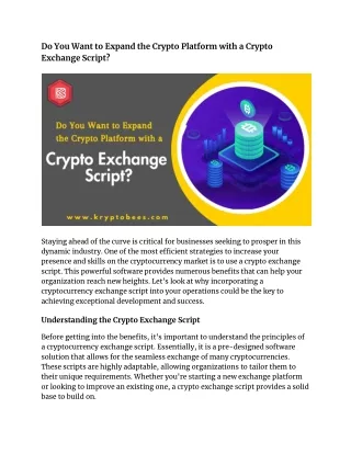 Do You Want to Expand the Crypto Platform with a Crypto Exchange Script