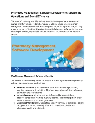 Pharmacy Management Software Development_ Streamline Operations and Boost Efficiency