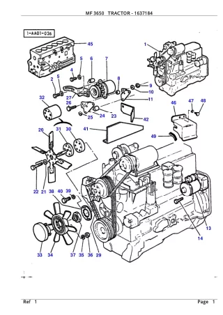 Massey Ferguson MF 3650 TRACTOR Service Parts Catalogue Manual (Part Number  1637184)
