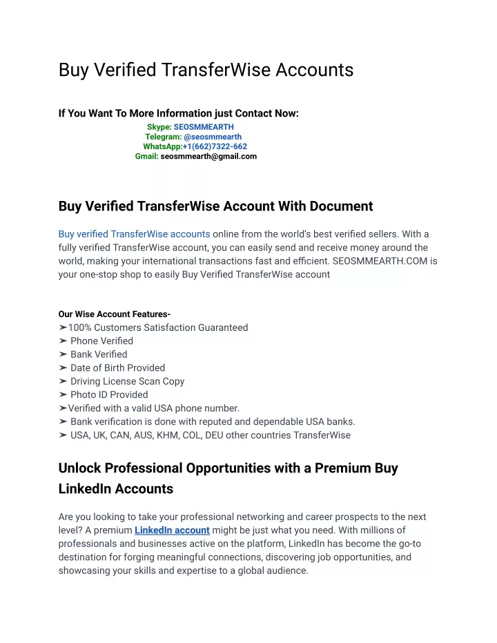 buy verified transferwise accounts