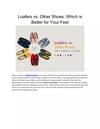 Loafers vs Other Shoes Which is Better for Your Feet