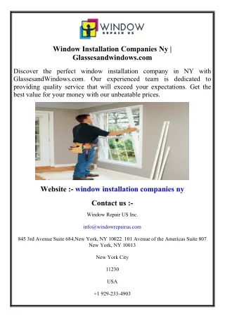 Window Installation Companies Ny  Glassesandwindows.com