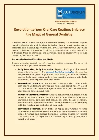 Revolutionize Your Oral Care Routine- Embrace the Magic of General Dentistry