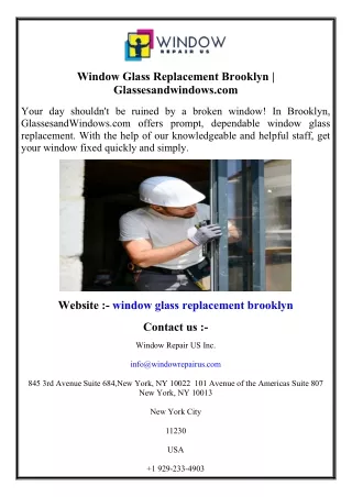 Window Glass Replacement Brooklyn  Glassesandwindows.com