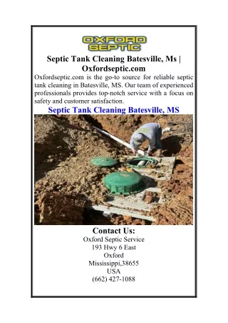 Septic Tank Cleaning Batesville, Ms  Oxfordseptic.com