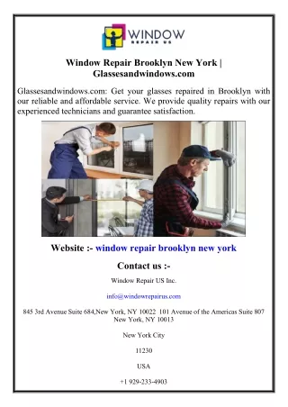 Window Repair Brooklyn New York  Glassesandwindows.com