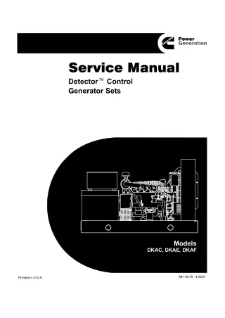 Cummins Onan DKAF Generator Sets Detector Control Service Repair Manual